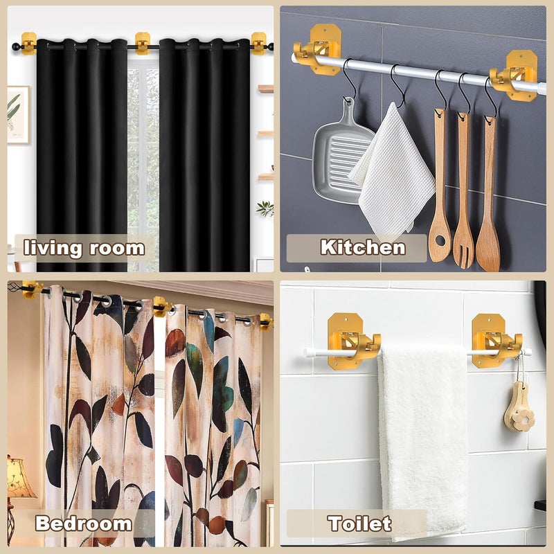 Codoule 4PCS No Drill Curtain Rod Brackets,Curtain Rod Holders No Drilling,Adhesive Curtain Rod Hooks - Image 5